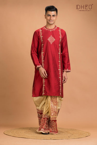 Designer Silk Kurta Dhoti(Optional) Set