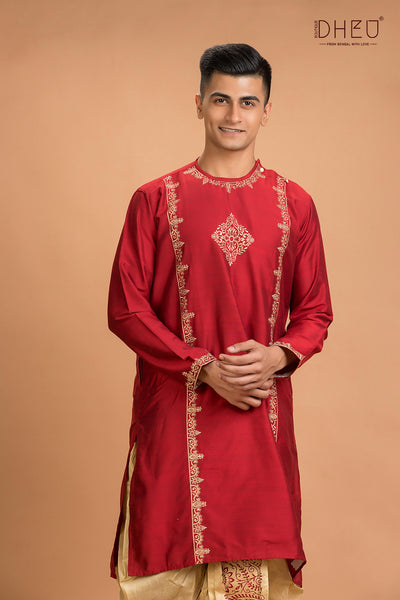 Designer Silk Kurta Dhoti(Optional) Set