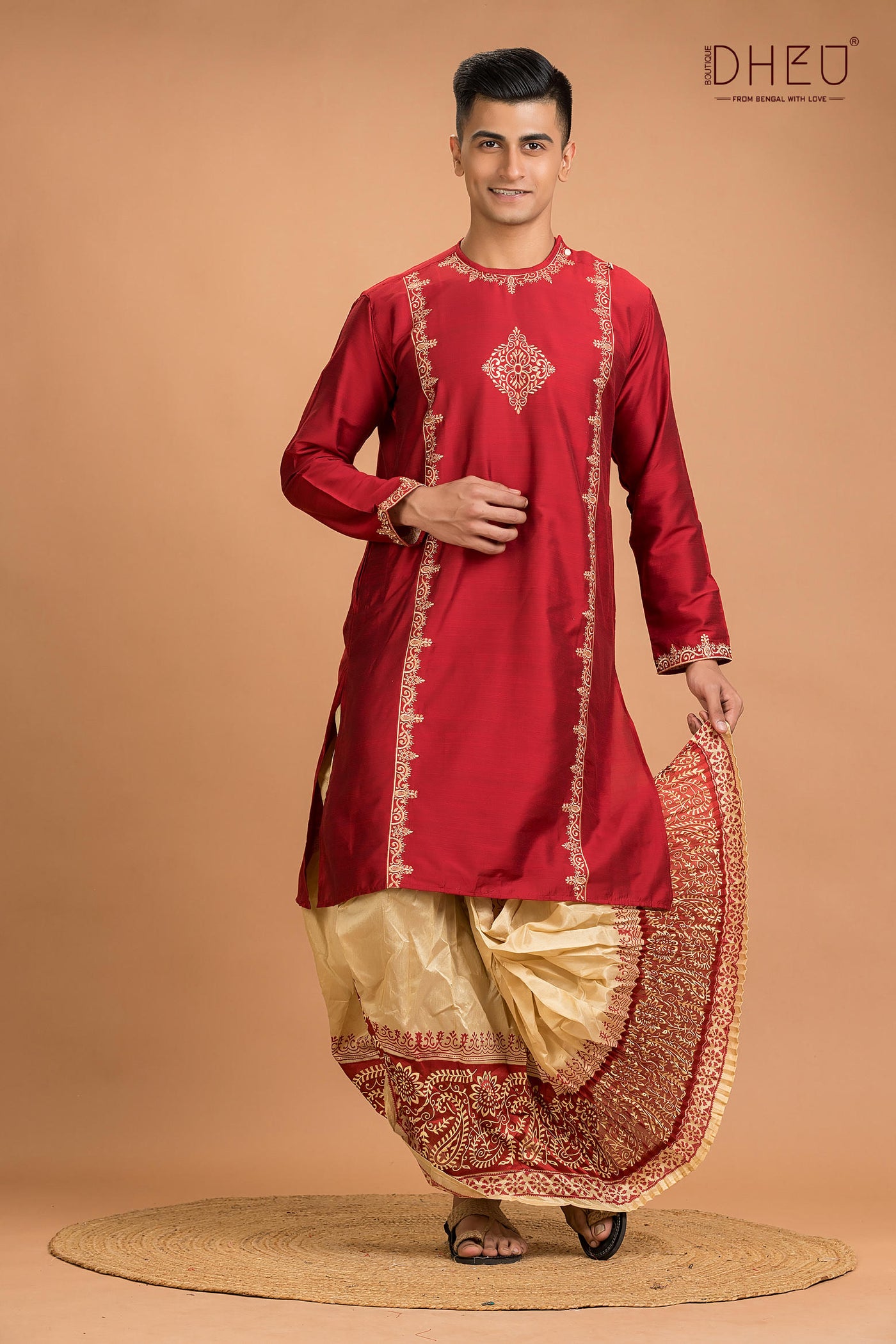 Designer Silk Kurta Dhoti(Optional) Set