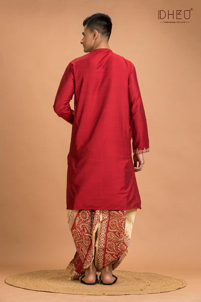 Designer Silk Kurta Dhoti(Optional) Set