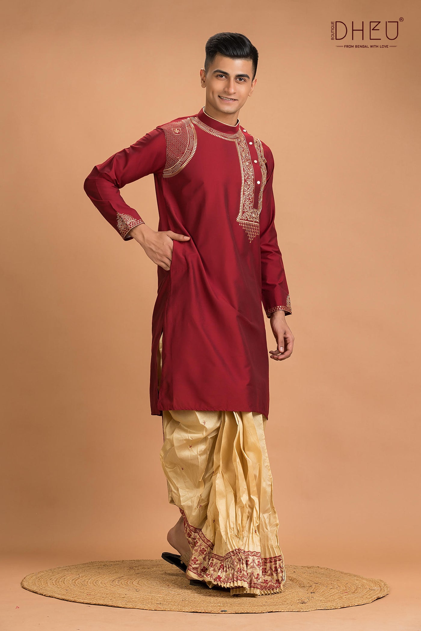 Designer Silk Kurta Dhoti(Optional) Set
