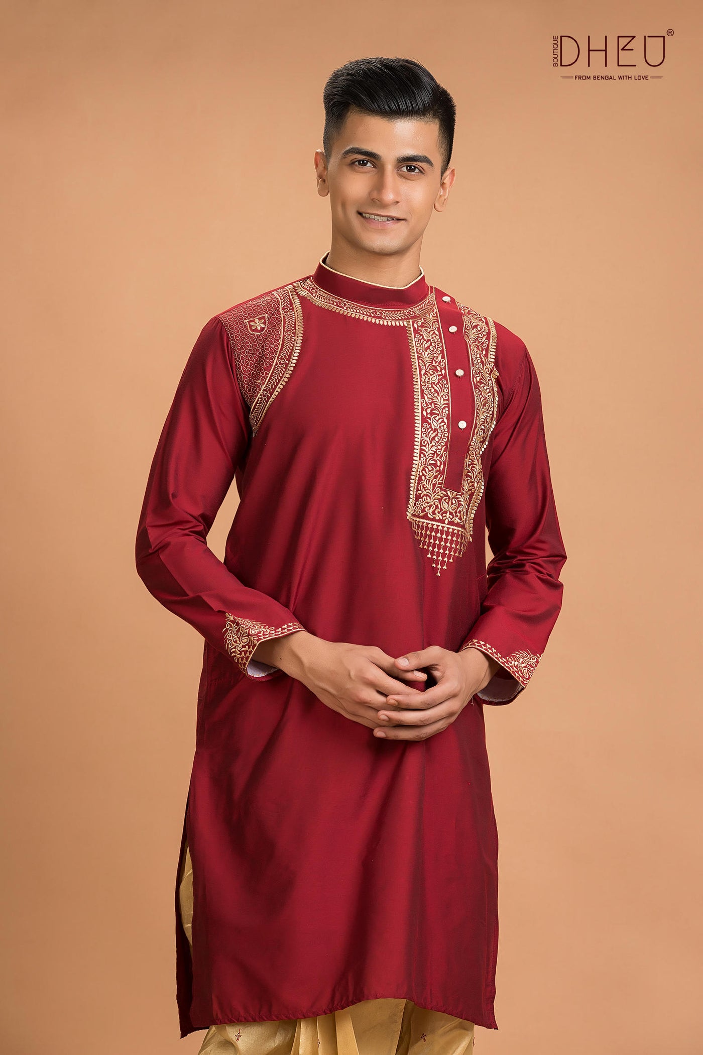 Designer Silk Kurta Dhoti(Optional) Set