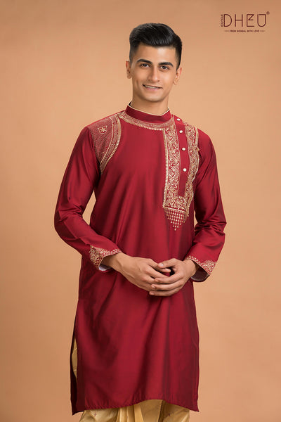 Designer Silk Kurta Dhoti(Optional) Set