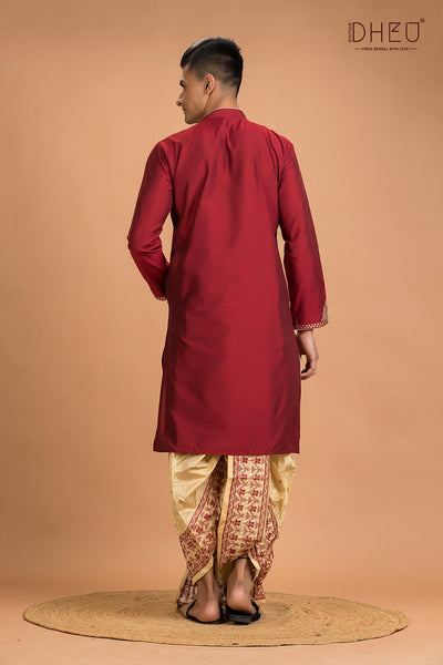 Designer Silk Kurta Dhoti(Optional) Set