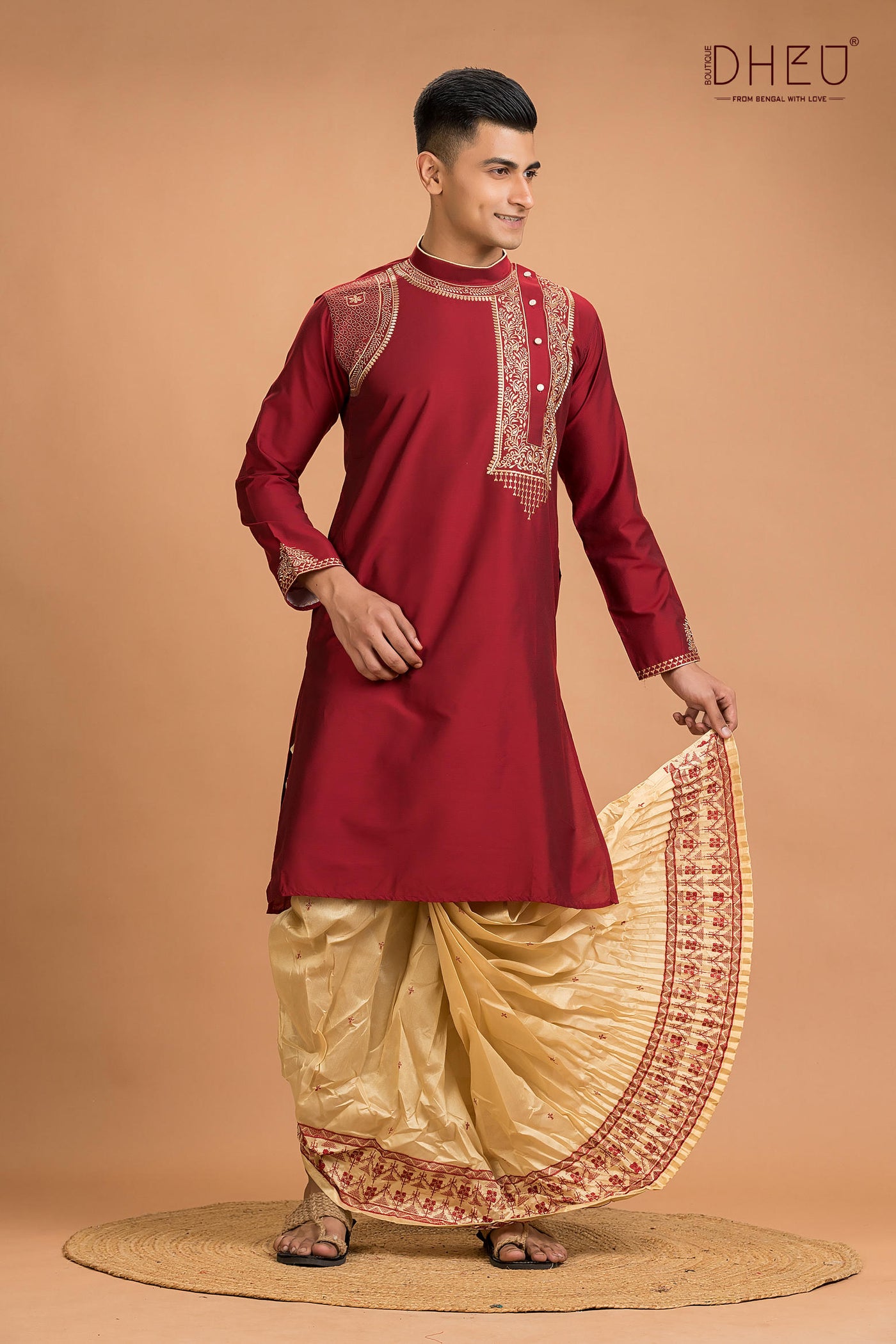 Designer Silk Kurta Dhoti(Optional) Set