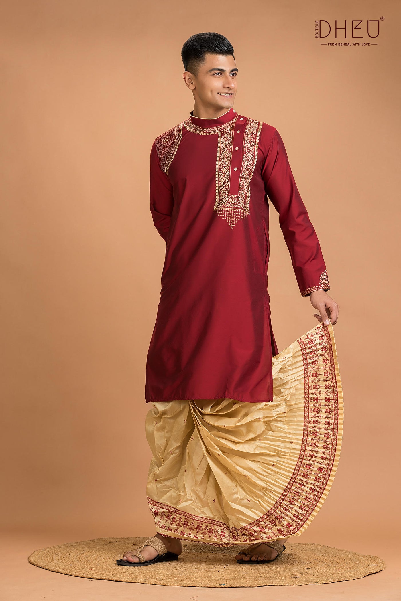 Designer Silk Kurta Dhoti(Optional) Set