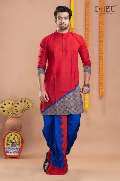 Surer Bhubaney-Mekhela-Kurta Couple Set