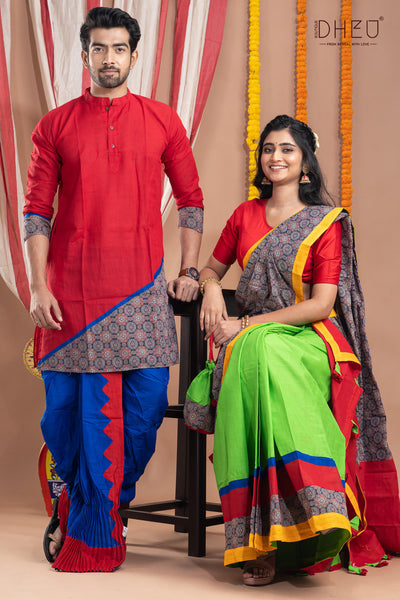 Mekhela Kurta Dhoti Couple set at Lowest Cost only at Boutique Dheu