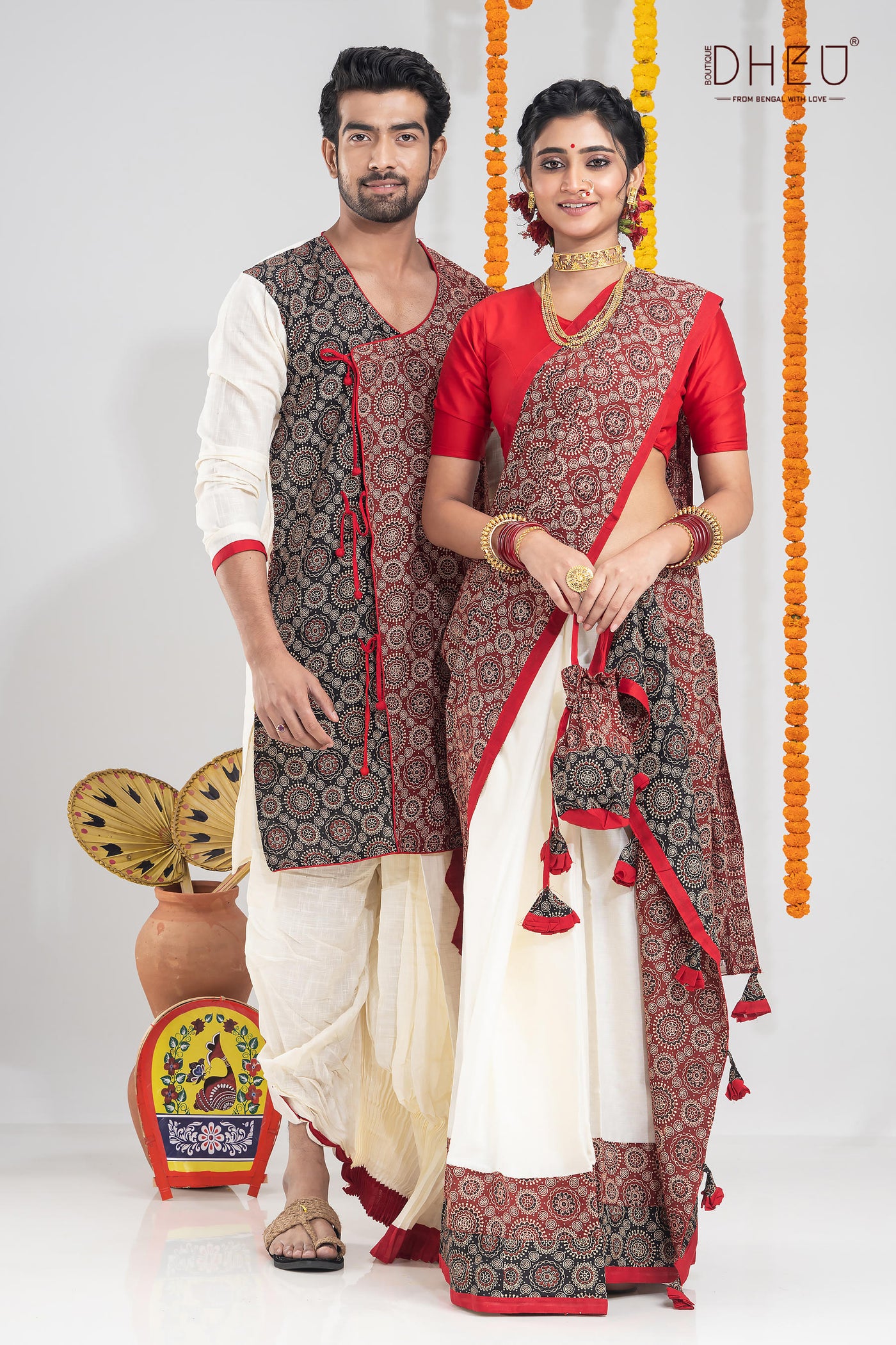 Sawambhu's Choice-Mekhela-Kurta Couple Set