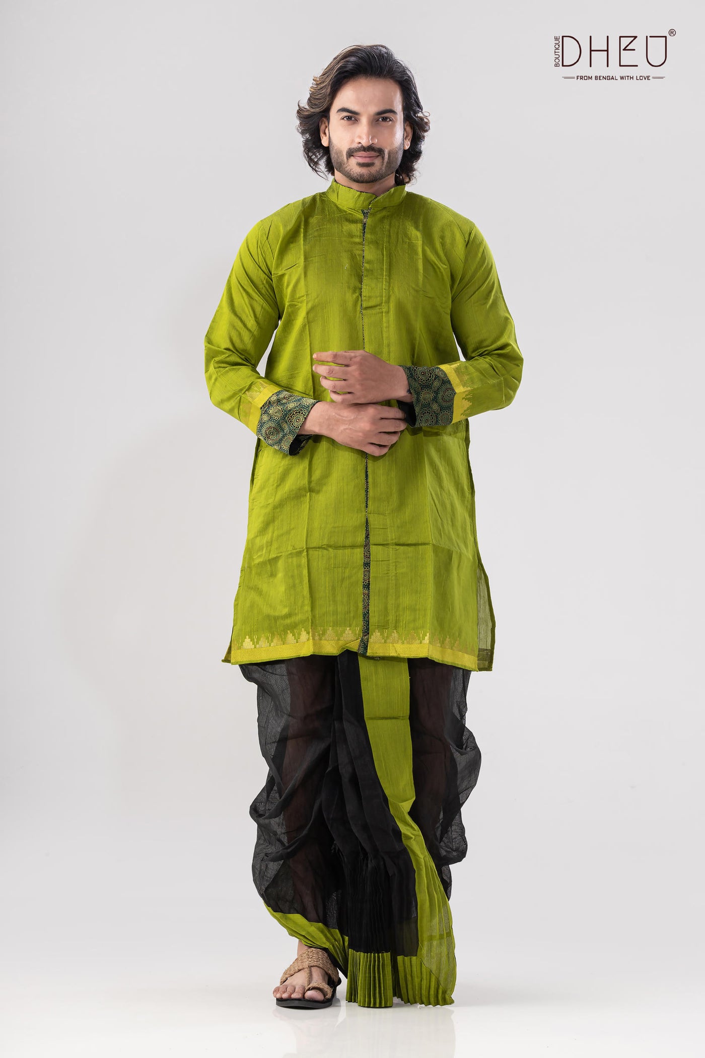 Sabarmati Designer Silk Dhoti(Optional)Kurta Set