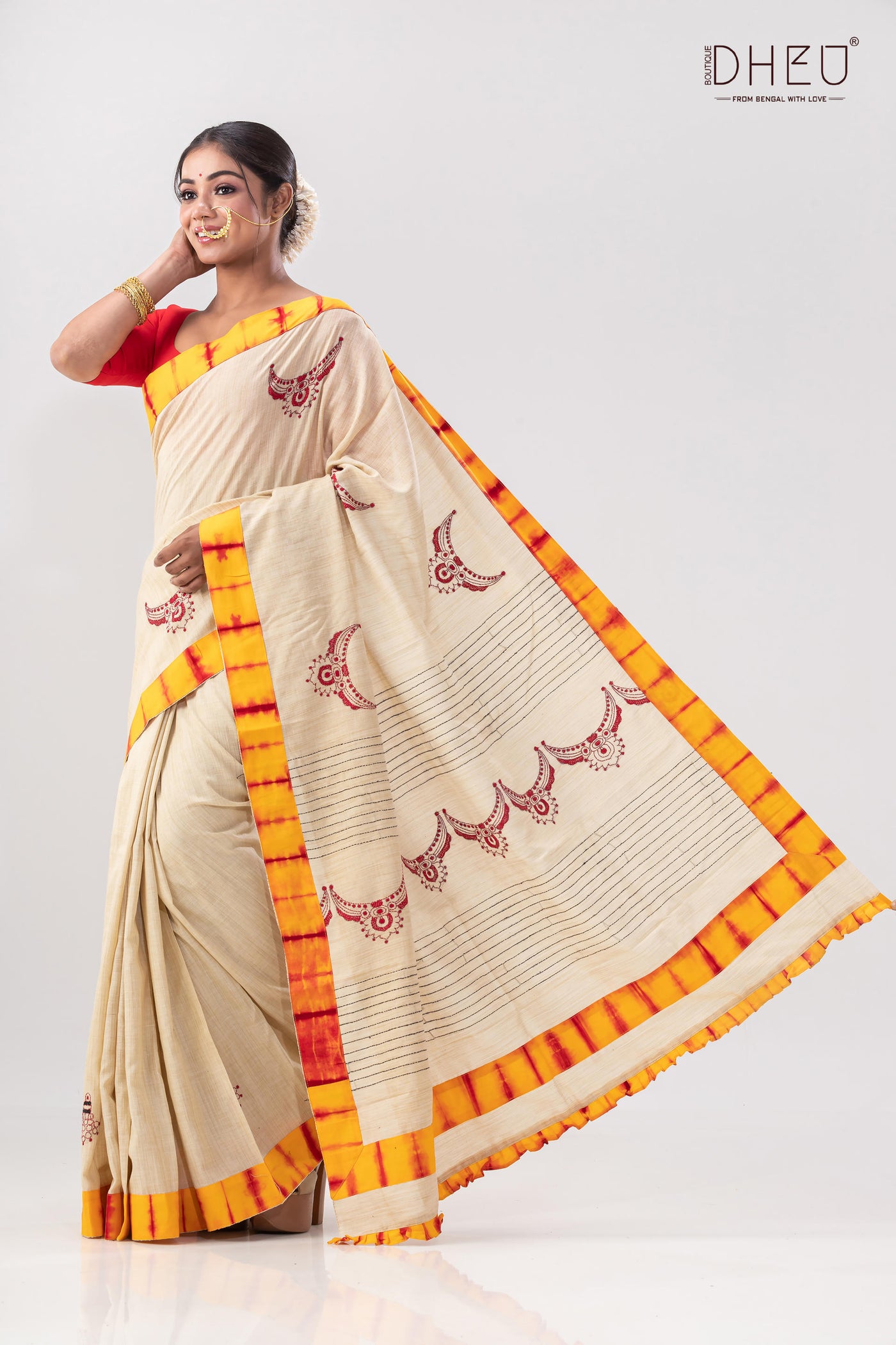 Dheu Exclusive -Hand crafted kantha saree