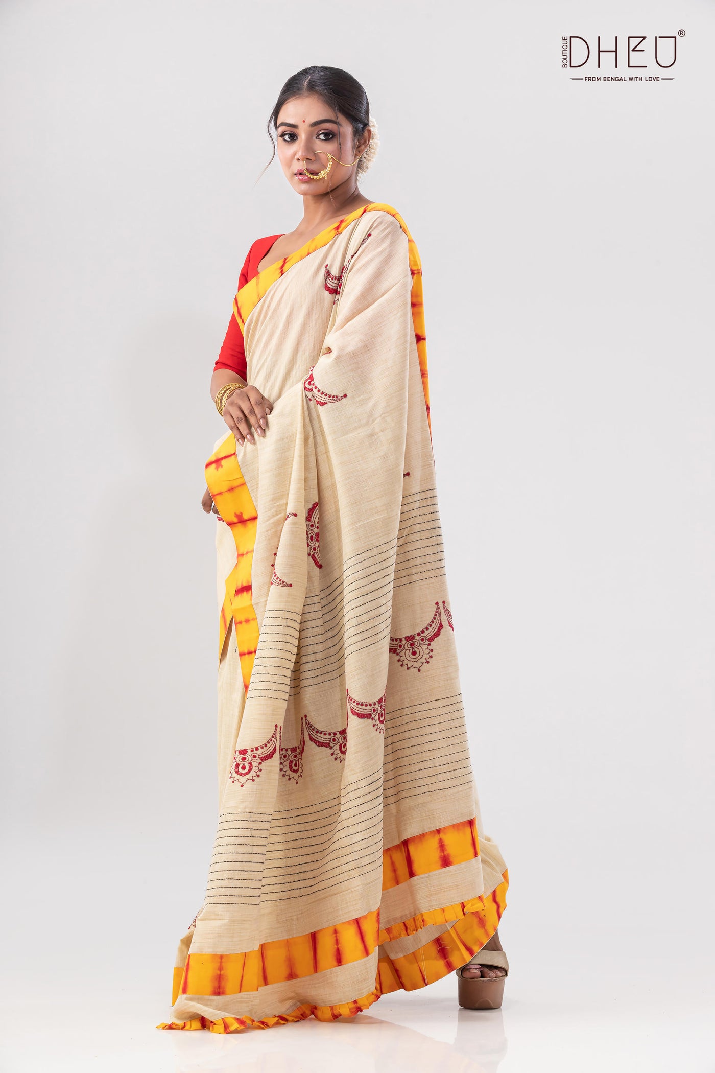 Dheu Exclusive -Hand crafted kantha saree