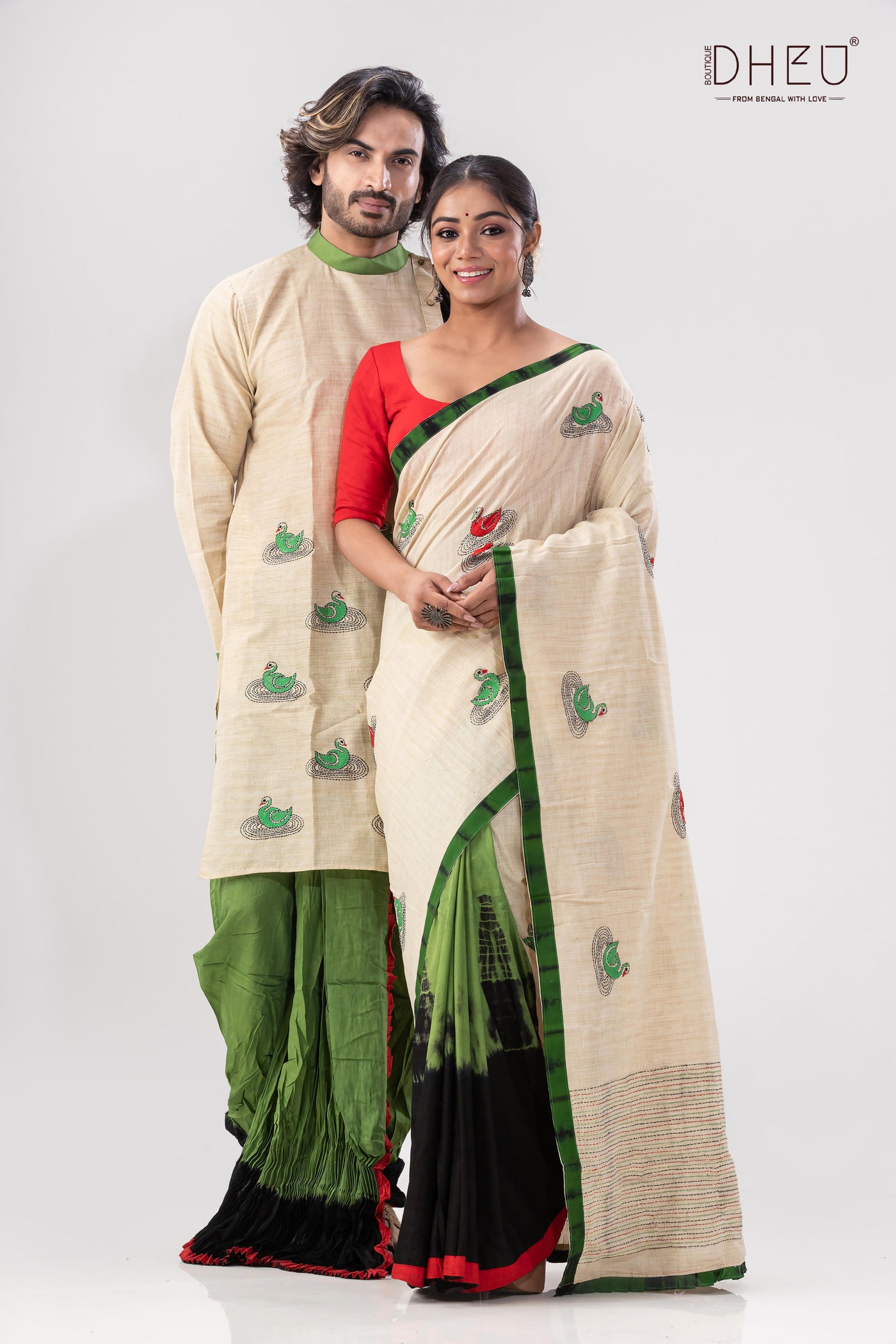 Hansjaru-Kurta-Saree Couple Set