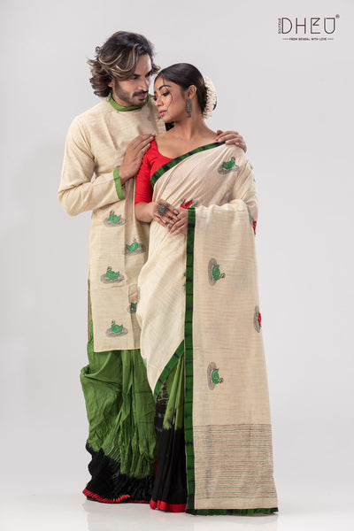 Hansjaru-Kurta-Saree Couple Set