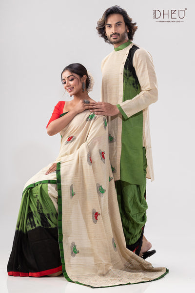 Hansjaru-Kurta-Saree Couple Set