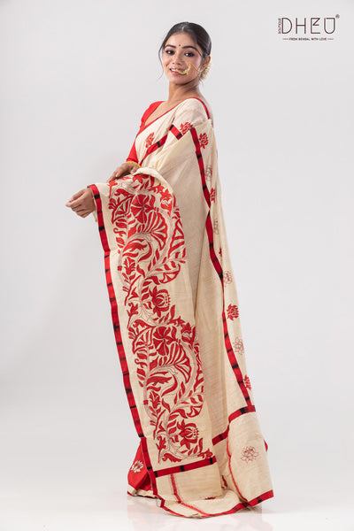 Dheu Exclusive -Hand crafted kantha saree