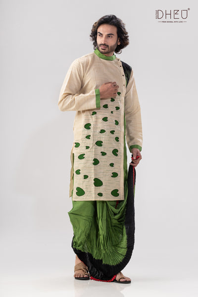 Shaluk Pata-Men's Kurta+Dhoti(Optional)