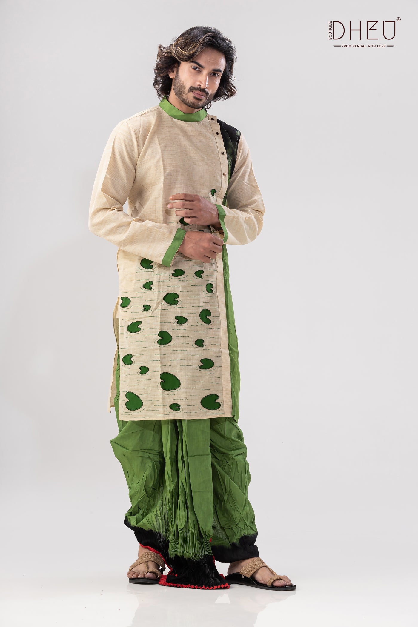 Shaluk Pata-Men's Kurta+Dhoti(Optional)