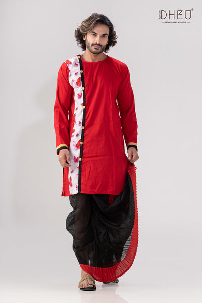 Projapati Biscuit Designer Kurta Dhoti(Optional) Set