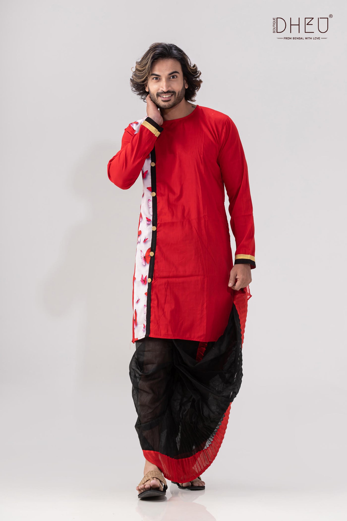 Projapati Biscuit Designer Kurta Dhoti(Optional) Set