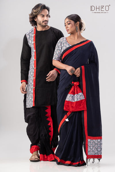 BosuDhara- Kurta-Saree Couple Set