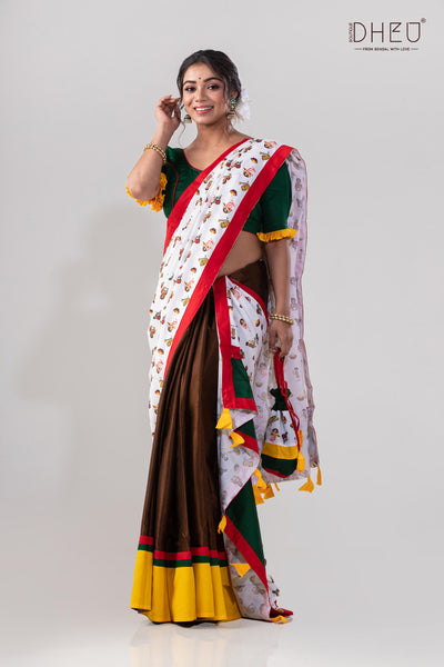 Designer handloom cotton mekhela at lowest cost only at dheu.in