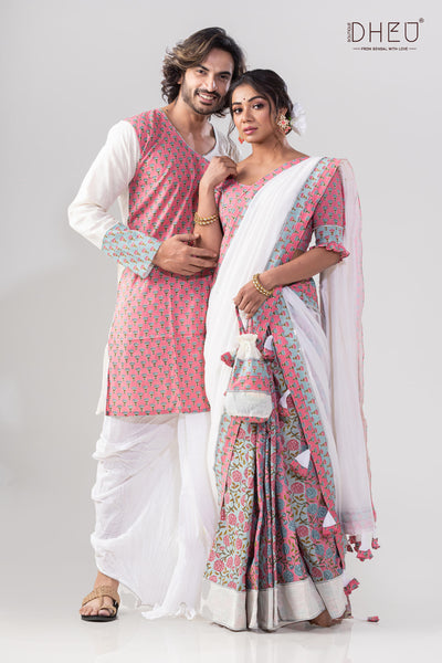 Mekhela Kurta Dhoti Couple set at Lowest Cost only at Boutique Dheu