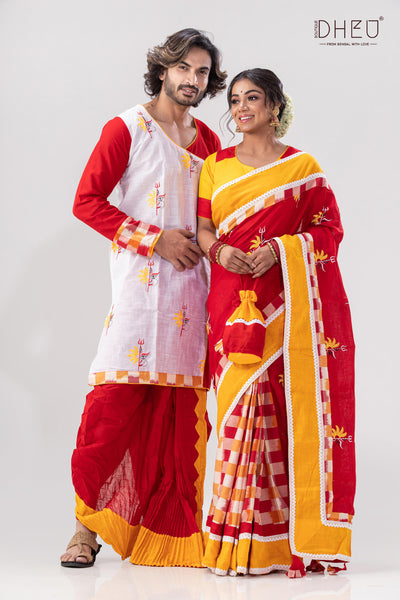 Durga Sohay- Kurta-Saree Couple Set