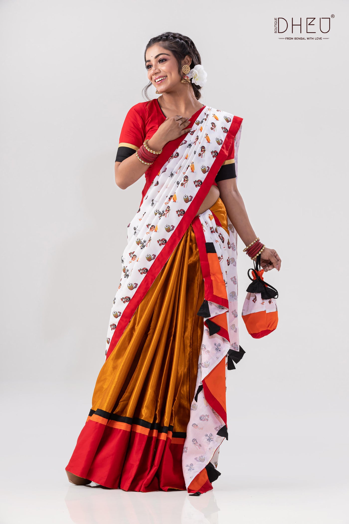 Designer handloom cotton mekhela at lowest cost only at dheu.in