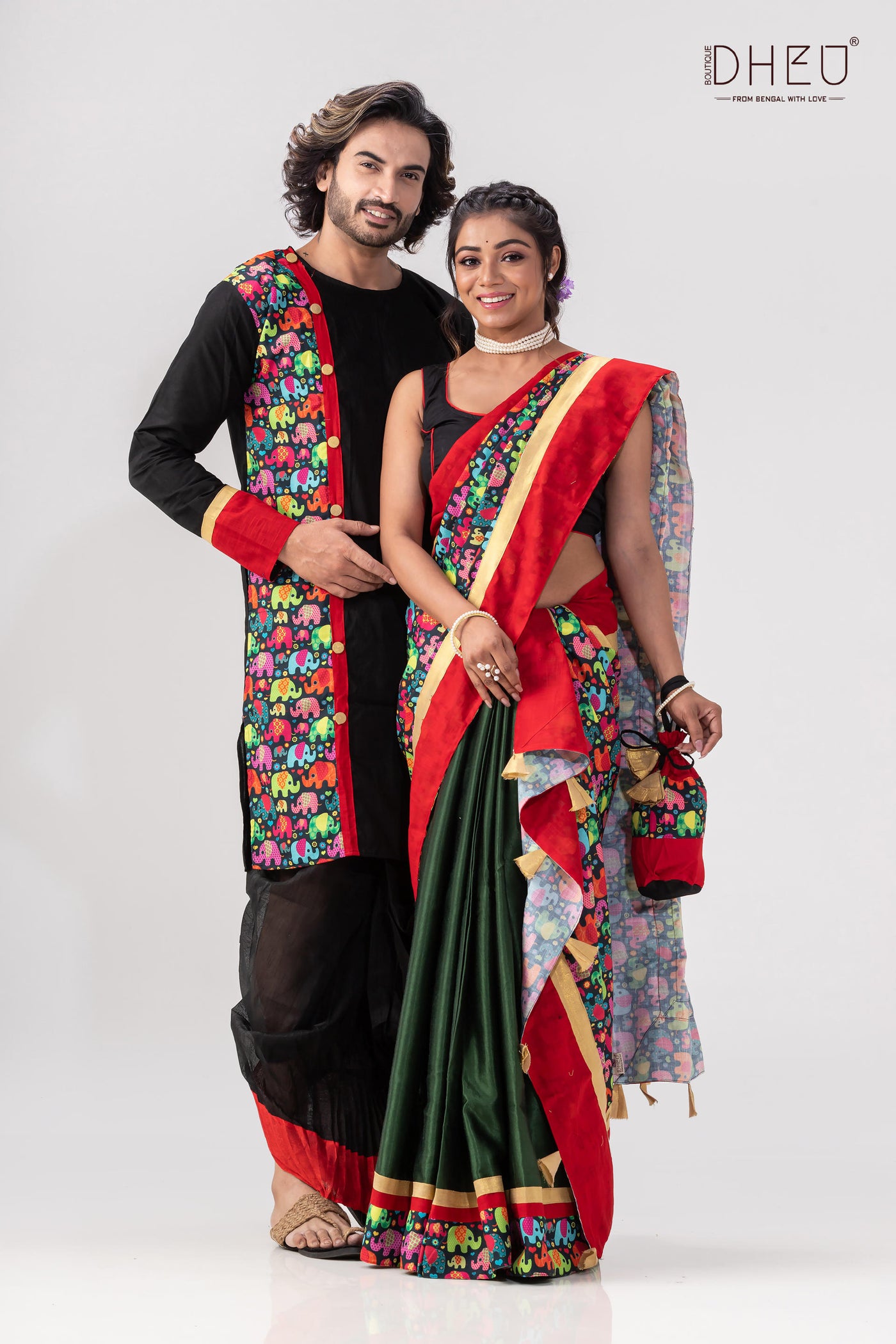 Din Ratrir Golpo-Kurta-Mekhela Couple Set