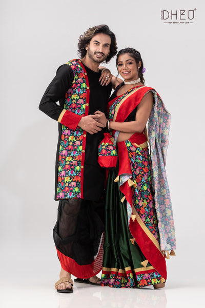 Din Ratrir Golpo- Designer Mekhela Couple Set