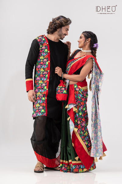 Din Ratrir Golpo-Kurta-Mekhela Couple Set