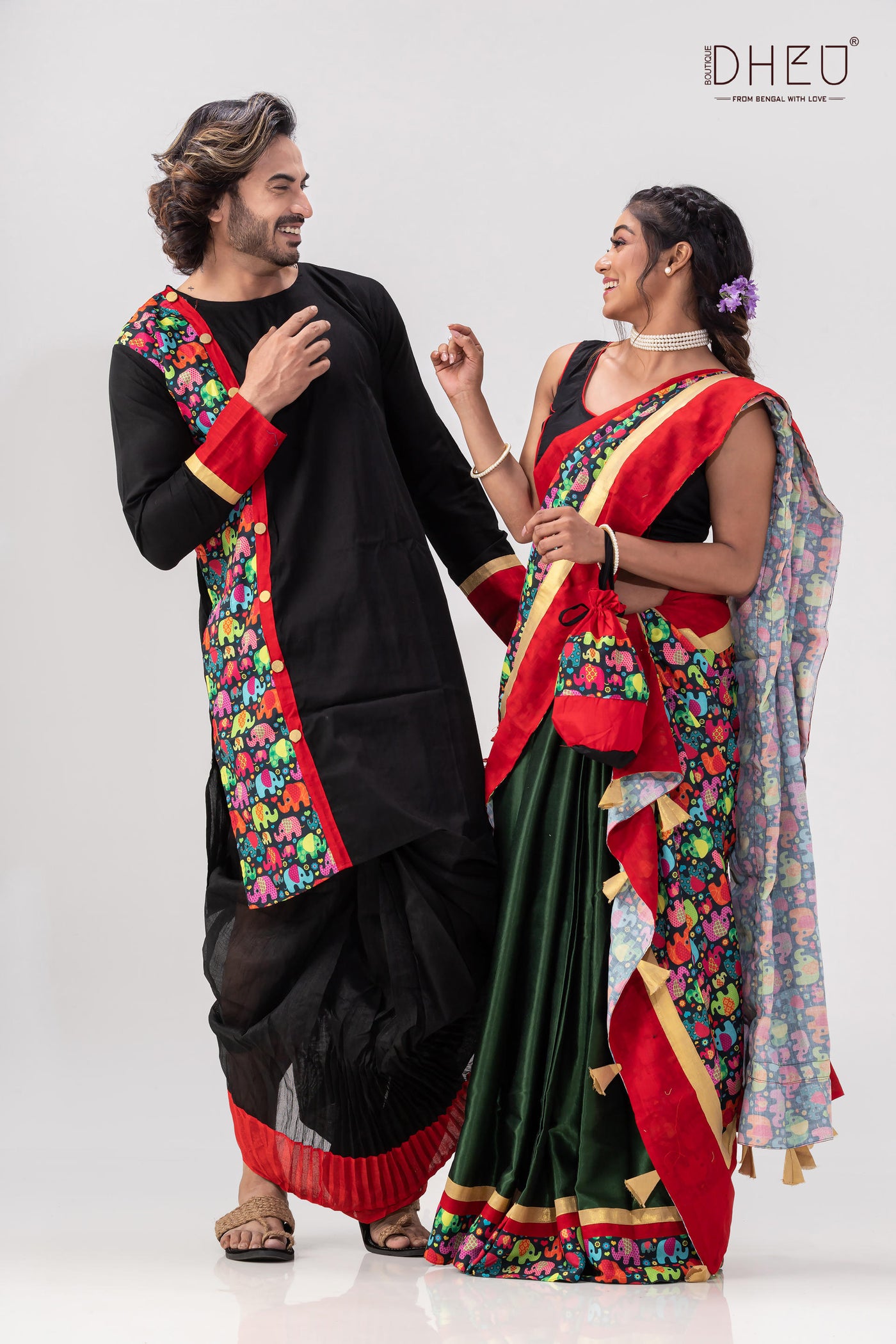 Din Ratrir Golpo- Designer Mekhela Couple Set
