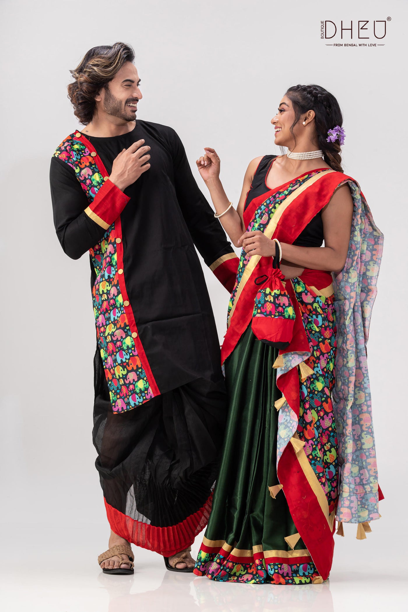 Mekhela Kurta Dhoti Couple set at Lowest Cost only at Boutique Dheu