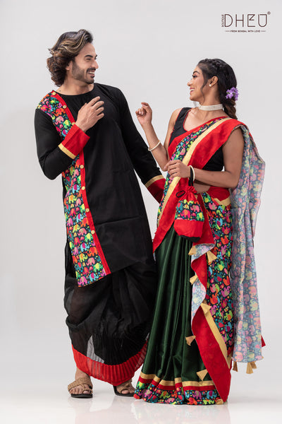 Din Ratrir Golpo- Designer Mekhela Couple Set