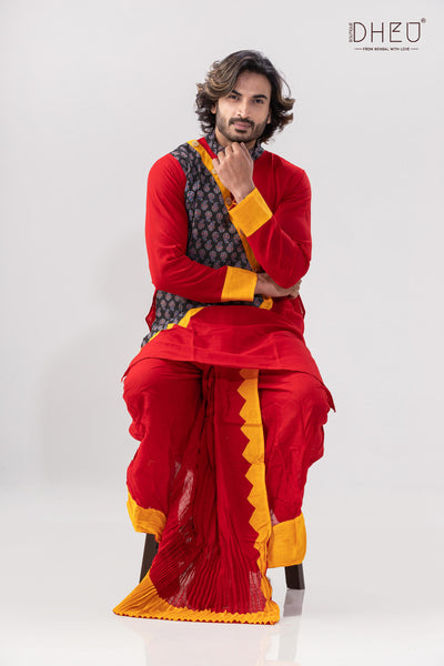 Tasher Ghawr- Mekhela-Kurta Couple Set