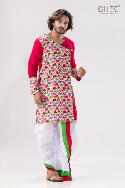 Kacher Manush-Mekhela-Kurta Couple Set