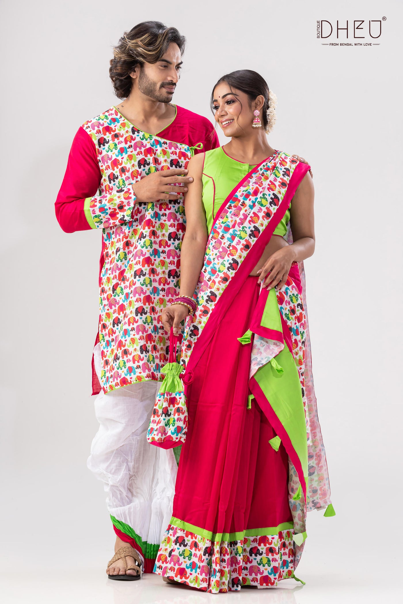 Kacher Manush-Mekhela-Kurta Couple Set