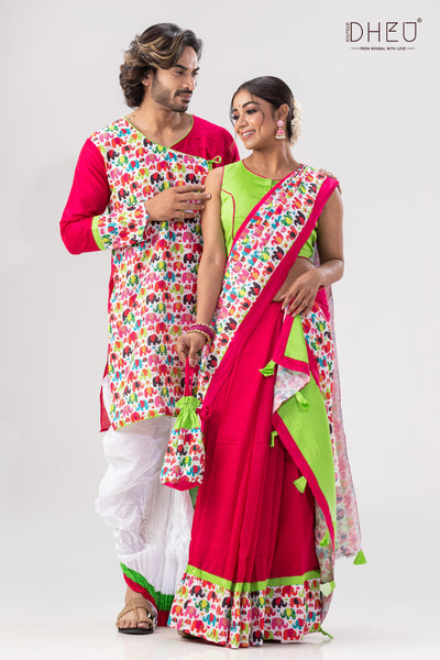 Kacher Manush- Designer Mekhela Couple Set