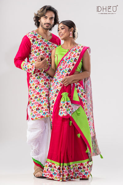 Kacher Manush- Designer Mekhela Couple Set