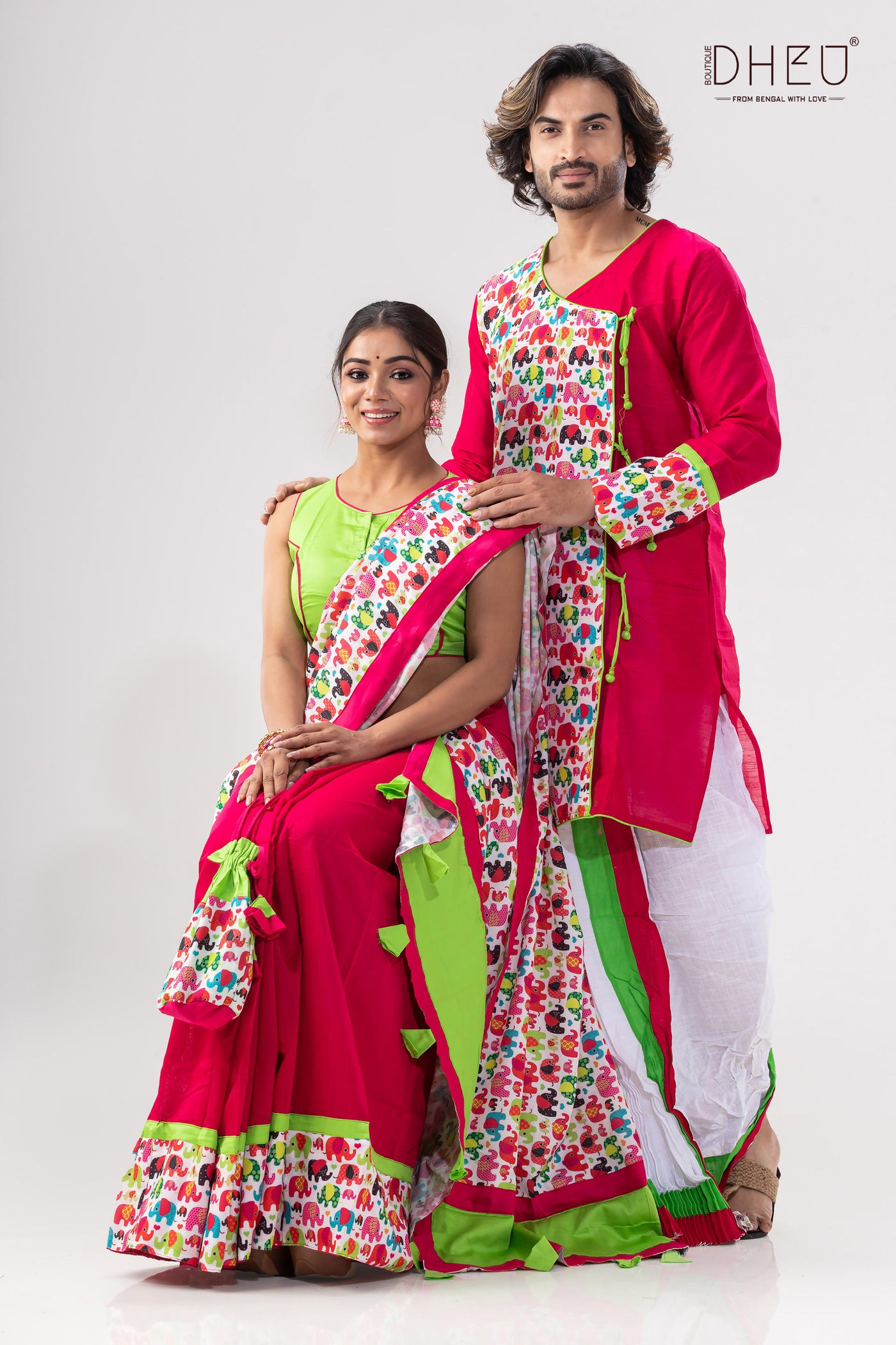 Kacher Manush- Designer Mekhela Couple Set