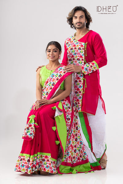 Kacher Manush-Mekhela-Kurta Couple Set