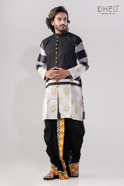 Dheu Exclusive Designer Kurta Dhoti(Optional) Set