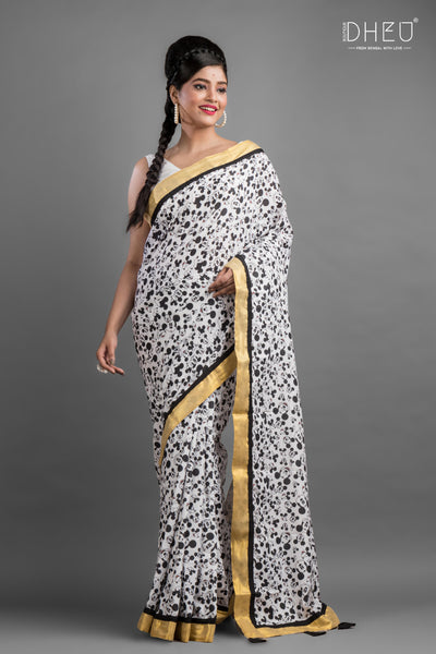 Mickey Mouse-Exclusive Designer Printed Cotton Saree