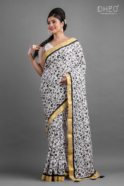 Mickey Mouse-Exclusive Designer Printed Cotton Saree