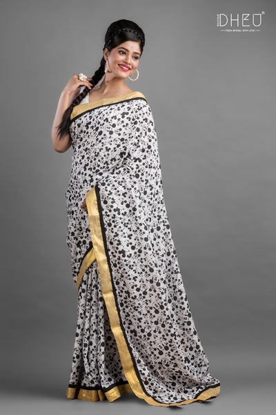 Mickey Mouse-Exclusive Designer Printed Cotton Saree