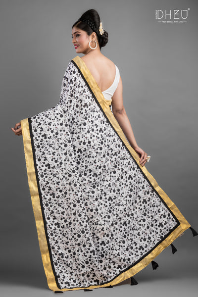 Mickey Mouse-Exclusive Designer Printed Cotton Saree