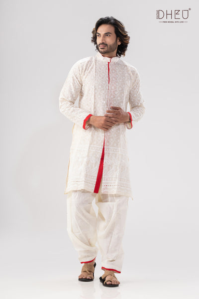 Krishnokoli-Saree-Kurta Couple Set