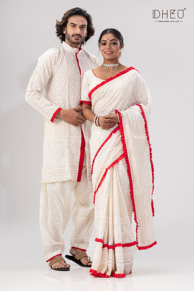 Krishnokoli-Saree-Kurta Couple Set