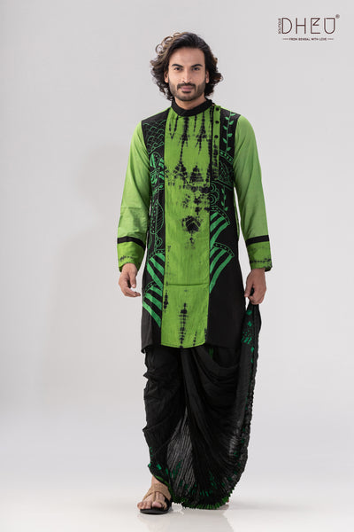 Dheu Exclusive- Designer Silk Dhoti(Optional)Kurta Set
